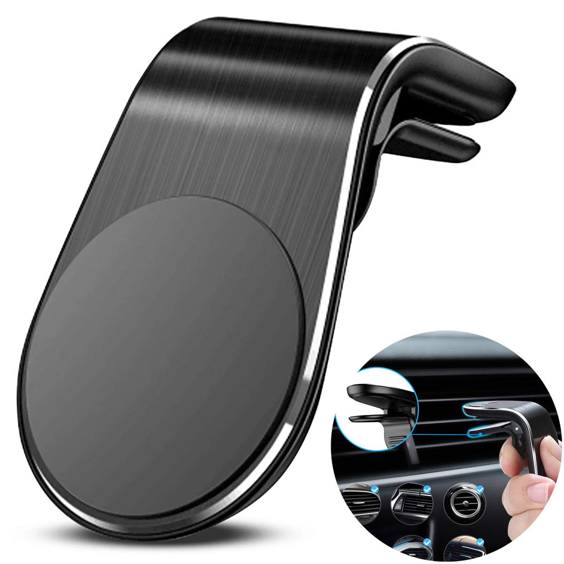SIREG Magnetic Air Vent Car Phone Mount, 2019 Updated Version Universal Cell Phone Holder Car Phone Holder Vent Phone Holder Car Vent Mount Air Vent Mount Holder for Any Smartphone (Black)