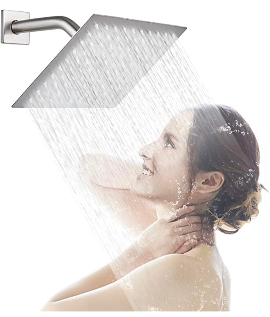 Fixed Shower Head Square Rainfall Shower Head Stainless Steel Large Rain Shower Head Adjustable with Swivel Ball Ultra Thin Powerful High Pressure Top Spray Bathroom Rainfall Shower Head 30 * 30
