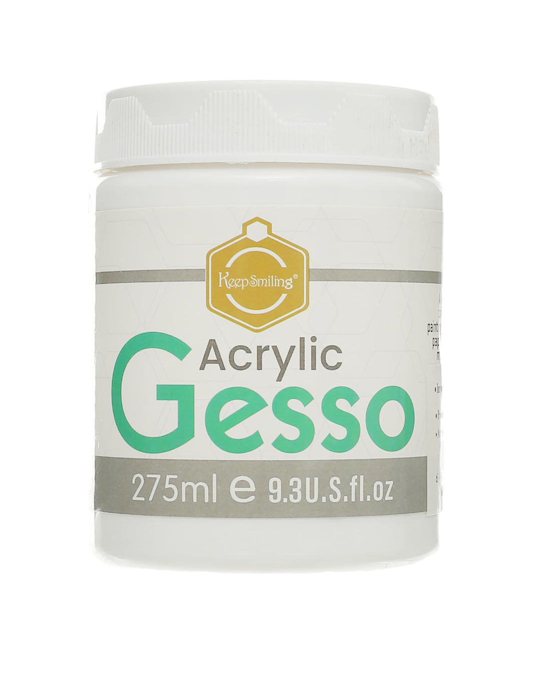 Keep Smiling GE-275 KS-35 Gesso Acrylic Colour Jar, 275ML, Made With Premium Material For Durability And Long-Lasting Use - White