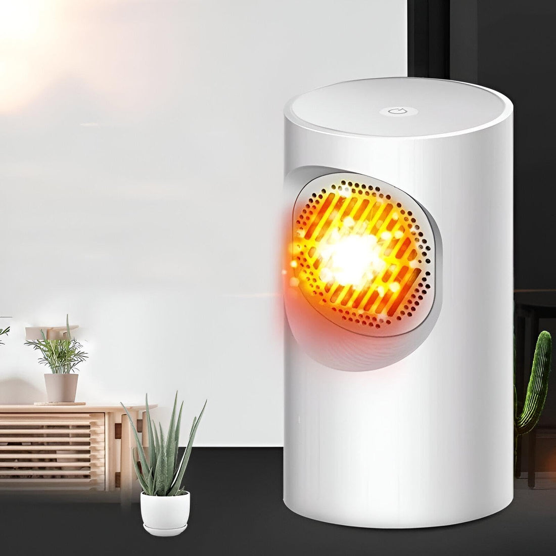 Mini Electric Heater, Desktop Fan Heater, Vertical Silent Design, Fast Heating, Perfect for Warm Winter in Bedroom, Living Room, Office (White)