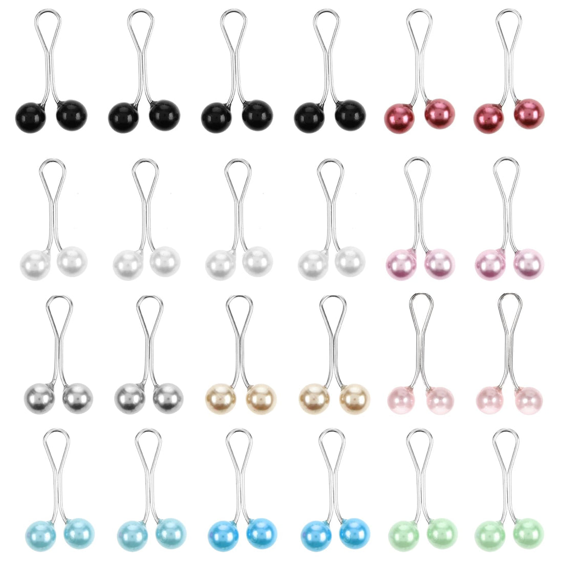 24 Pcs hijab pins for women Muslim Pearl Scarf Clips Multicolor Headscarf Pearl Pins Brooch Pin Clips Shawl Scarf Safety Pins For Sweater Scarf Hijab Pins Accessories, 3.3 cm, Plastic, no gemstone