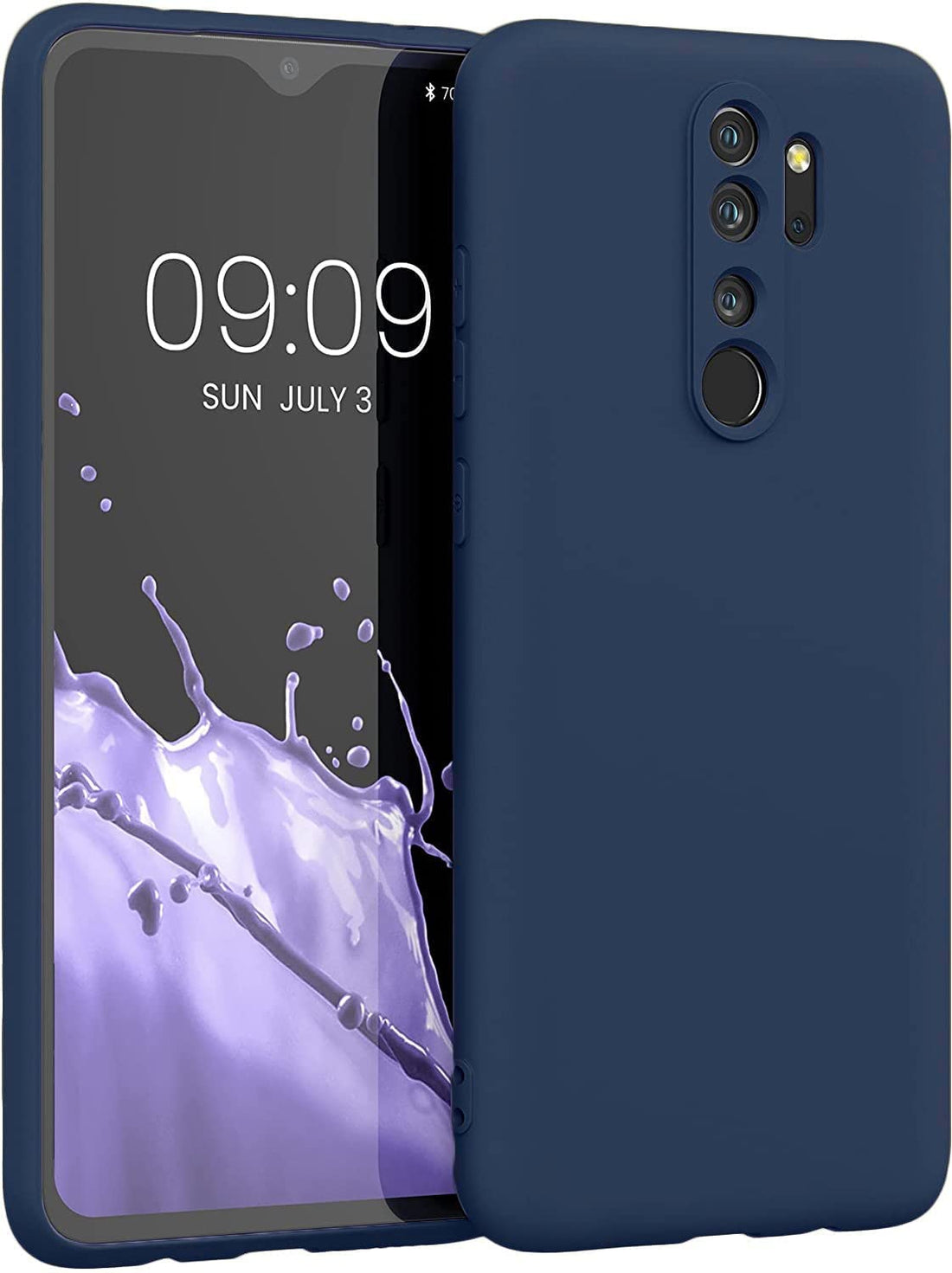 Silicone Case Compatible with Redmi Note 8 Pro Soft Silicone Gel Rubber Shockproof Cover Matte Finish with Cloth Inner Lining (Navy)