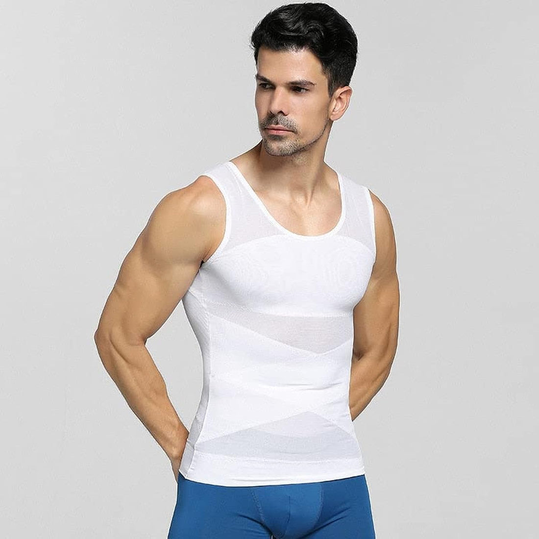 one year warranty_Chest Corset Men Shaper Posture Corrector Compression Chest Tops Slimming Gynecomastia Body ShapersblackXL