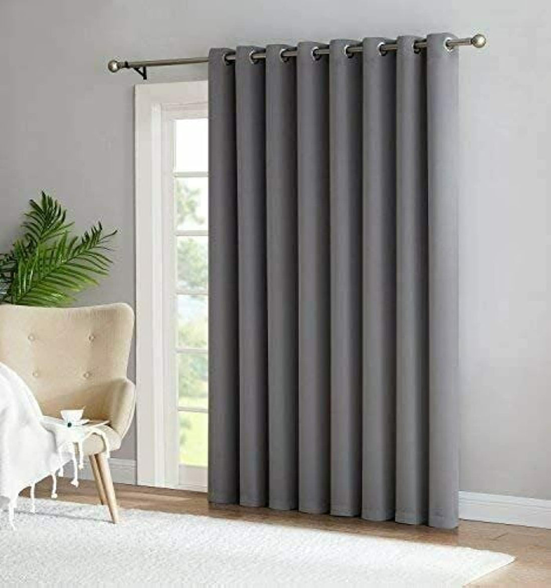 INtex CURTAINS HOUSE Luxury Blackout Curtains-Steel grommets-thermal Insulated fabric-for room darkness-Steel grommets-thermal Insulated fabric-for room darkness (150W X 270L CM, Grey)