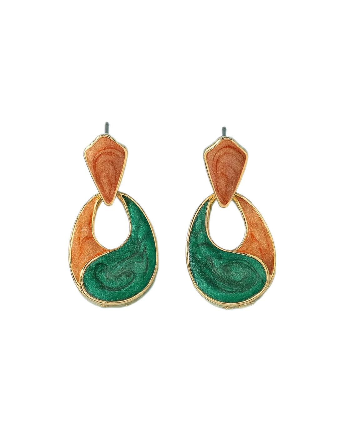 Green Enamel Hollow Water Drop Women's Hanging Earrings Colorful Glaze Geometric Statement Drop Earrings new trend