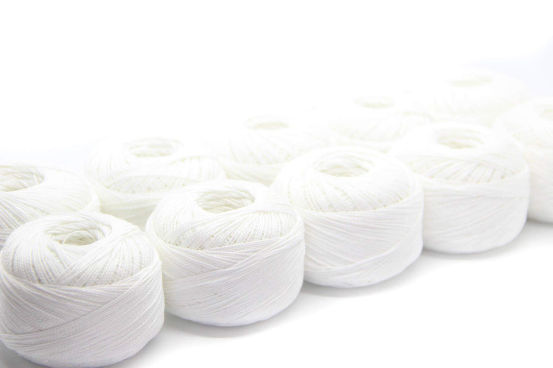 nts Nähtechnik - STRICKDIRWAS - Crochet Yarn Made of 100% Cotton Yarn Cotton Thread for Embroidery, Crochet, Jewellery, Crafts (White-10)