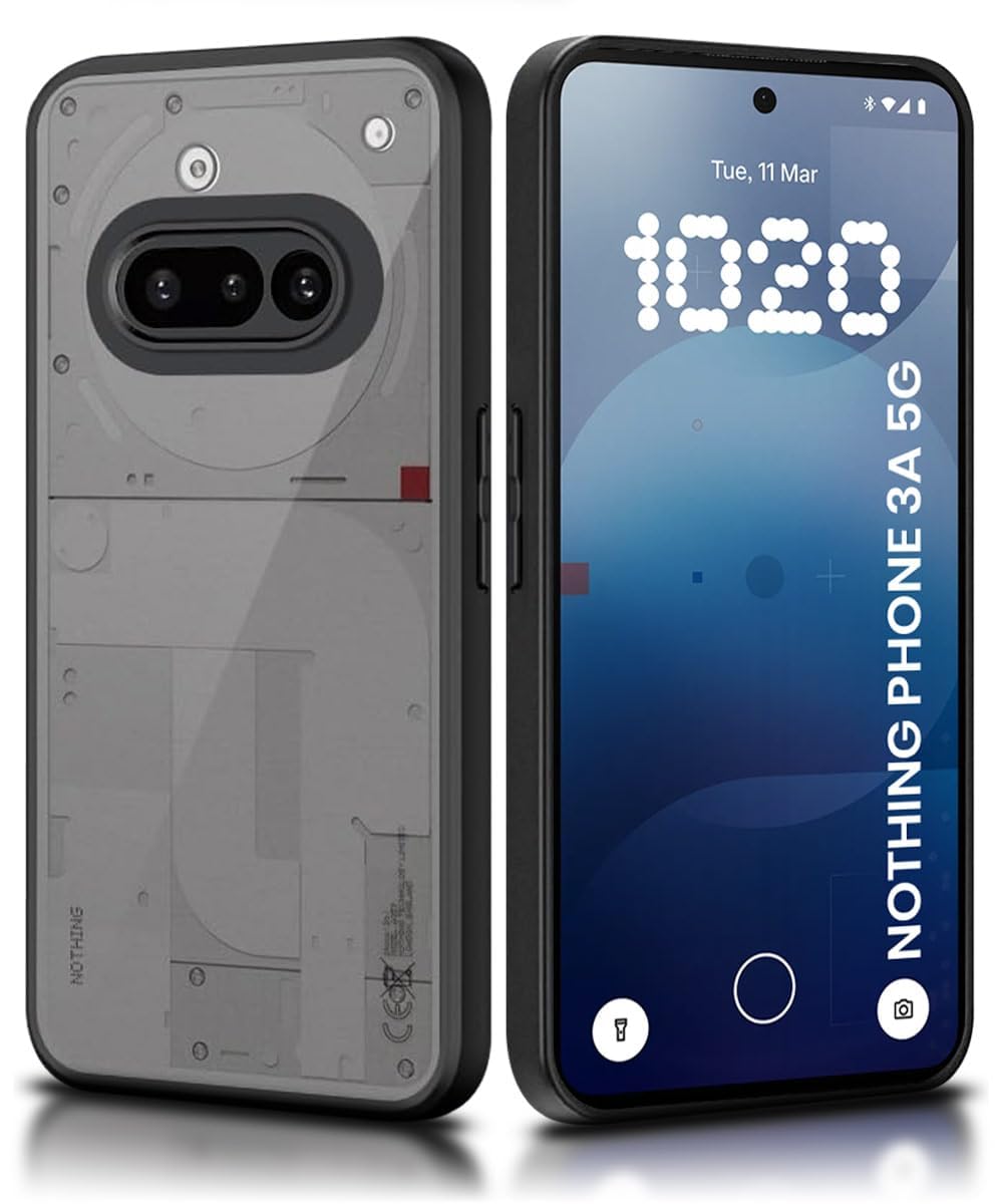 Grabist Matte Case For Nothing Phone 3A, Non-Yellowing, Military Grade Protection, Shockproof Protective Cover with Camera Protection for Nothing Phone 3a 5G (Black Frame)