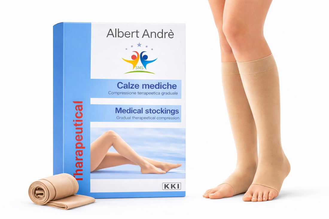 Albert André Graduated Compression Medical Socks, Calze Mediche, Beige, Calf