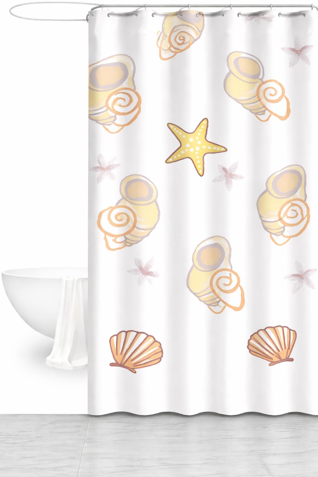 Shower Curtain 180x200 cm, Waterproof Bathroom Curtain with 12 Hooks, Modern Design for Home and Hotel Use (Sea)