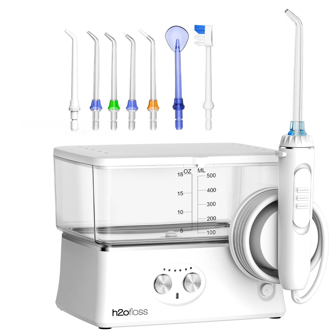 Water Dental Flosser Teeth Pick, H2ofloss 6 Modes Upgrade Portable Cordless Oral Irrigator, Rechargeable 570ML Traveling Waterflosser IPX7 Waterproof Water Dental Picks for Teeth Cleaning White