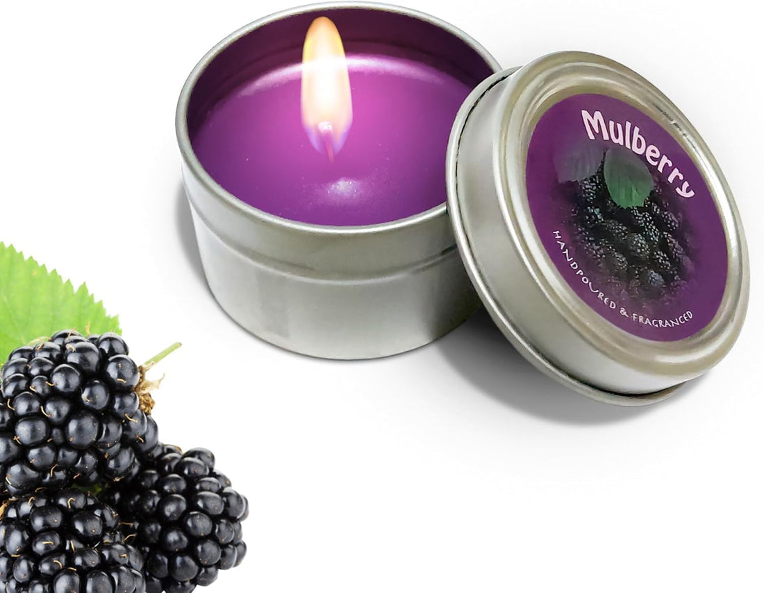 Scented Candle – Soy Wax Aromatherapy Tin with Lid, Long Lasting Home Fragrance for Bedroom, Bath, Spa, Yoga, Travel Gift for Women (Muiberry)