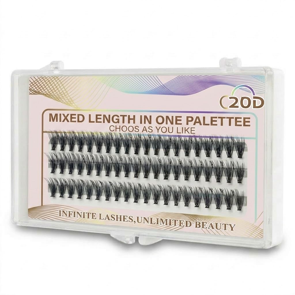 Cluster Lashes 60 Pcs Individual Lashes 60D D Curl False mix Eyelashes Extension Reusable Soft Lashes Extension Diy at Home-20 D-0.07