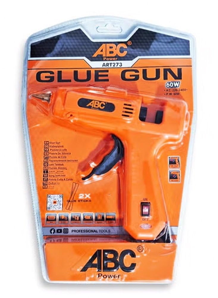 Hot glue gun 60W, with on/off switch for added safety, built-in mounting base, 220-240V, suitable for 11.2mm (2 Glue Sticks) diameter glue sticks, non-slip for greater comfort during use, suitable fo