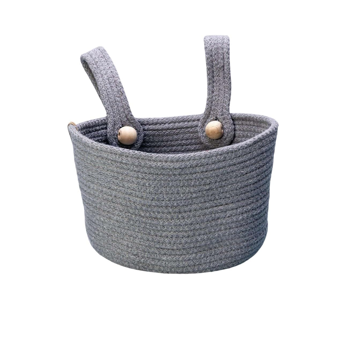 HomePro Soft Cotton Tote Basket, Grey – Braided Cotton Rope, Flexible Round Storage for Laundry, Toys & Blankets, Dual Handles, Modern Minimalist Design