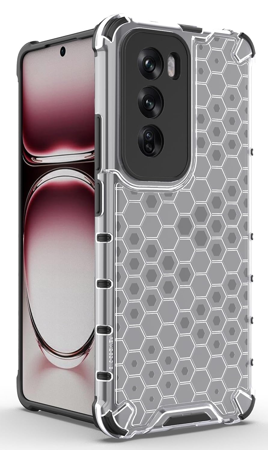 Poly Carbonate || Honeycomb || Edge to Edge Boom || Hard Case for Reno 12 5G || Transparent || Shockproof || Camera Protection Back Case Cover (Clear, Reno 12 5G)