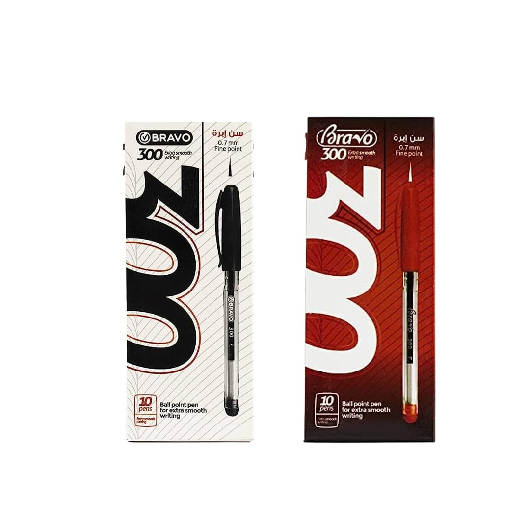 Bravo 300 Fine Point Pen 0.7mm/ Set of 2 Packs/Black/Red / 20 Pens