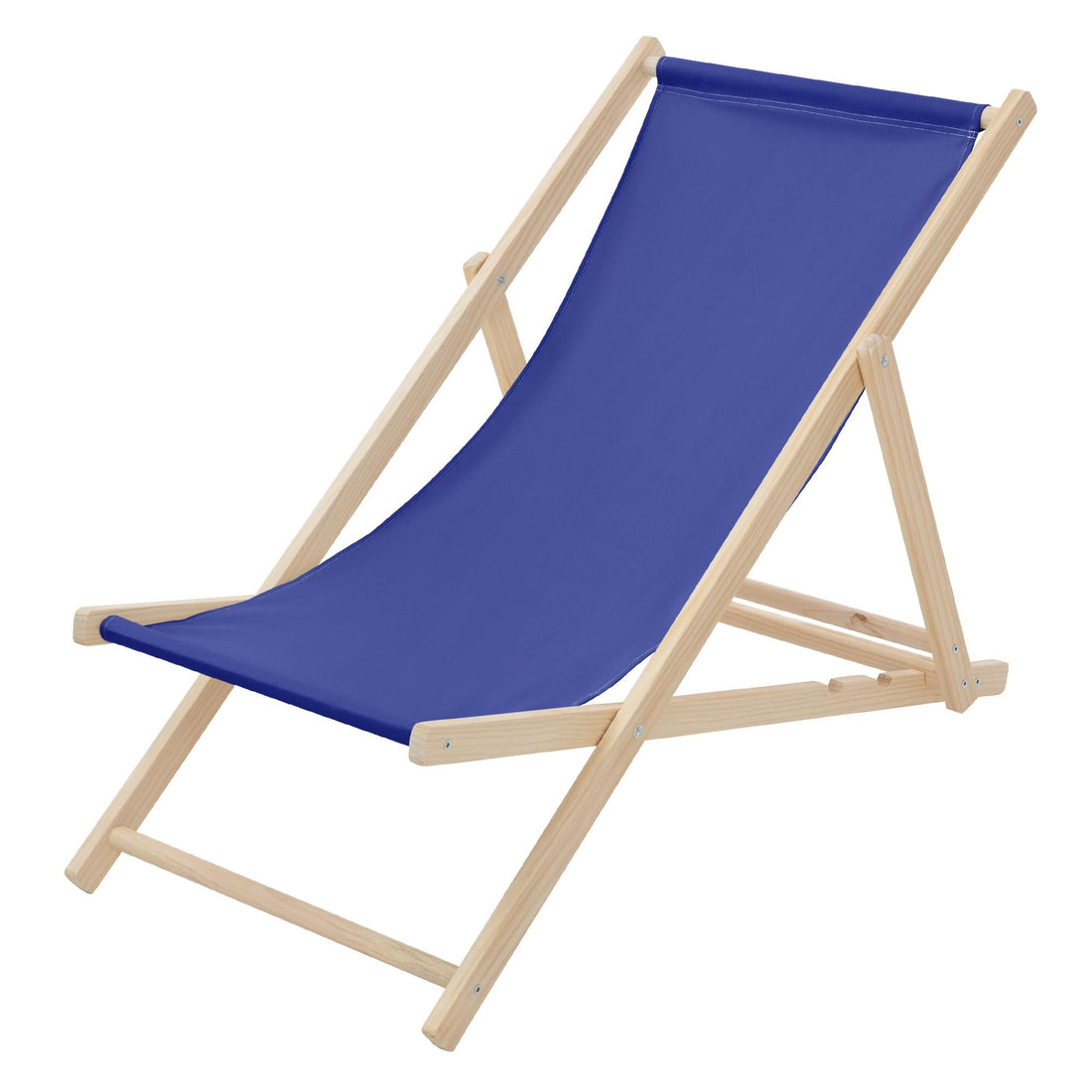 ECD Germany Folding Deck Chair, Blue, Wood, Adjustable Backrest, 3 Reclining Positions, up to 120 kg, Sun Lounger, Garden Lounger, Beach Chair, Wooden Folding Chair, for Garden, Balcony & Beach