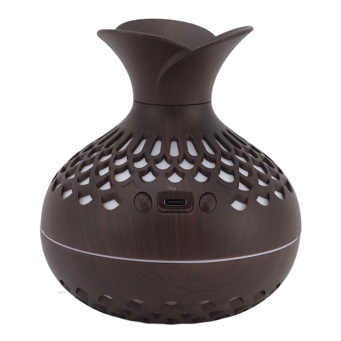 Cool Mist Humidifier, 300ml Portable Humidifier with Color Changing LED Night Light, USB Powered Quiet Steam Diffuser for Office, Bedroom, Car - Modern Colors Available (Dark Brown Wood-Round)