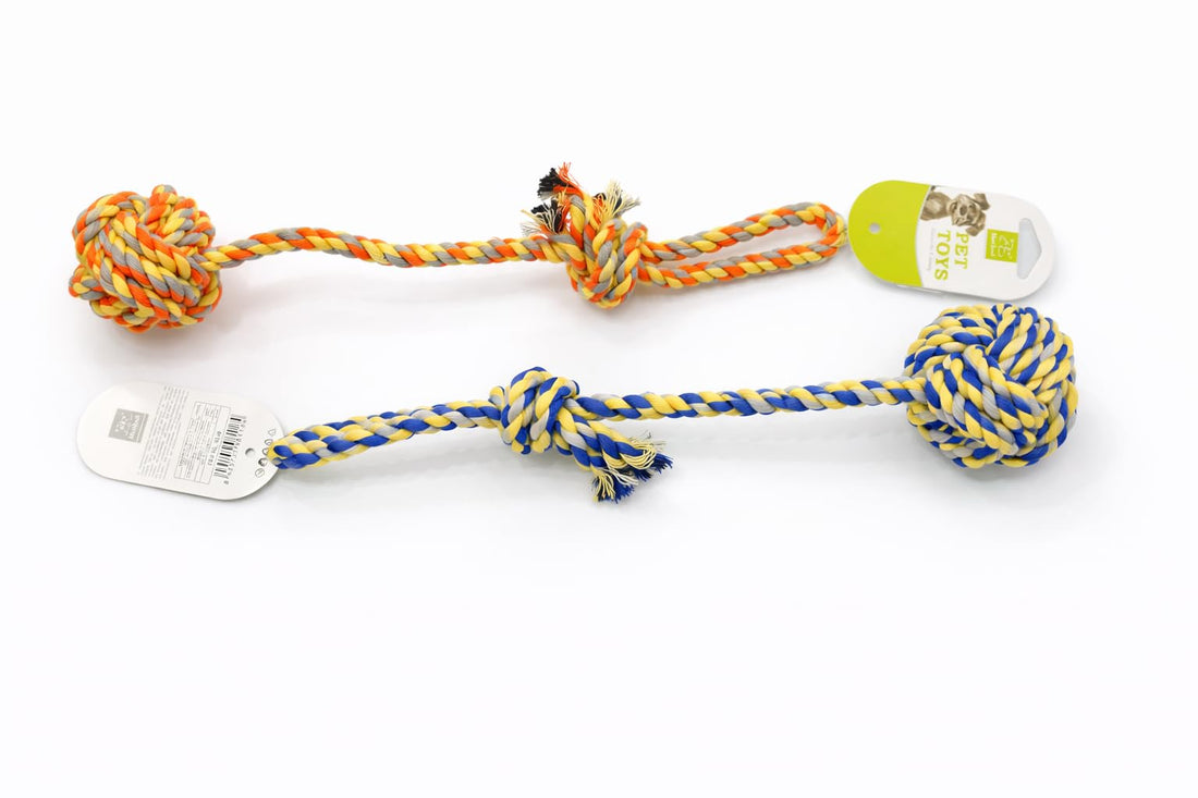 Dog Rope Toy with Knotted Balls, Assorted Colours, Durable Cotton Rope (OrangeXYellow)