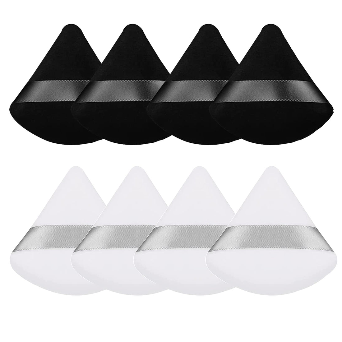 Triangle Powder Puff,Soft Face Makeup Puff Makeup Sponge for Loose Powder Body Powder,Wedge Shape Velour Cosmetic Beauty Sponge for Contouring,Under Eyes and Corners,Makeup Tools (4 Black and 4 White)