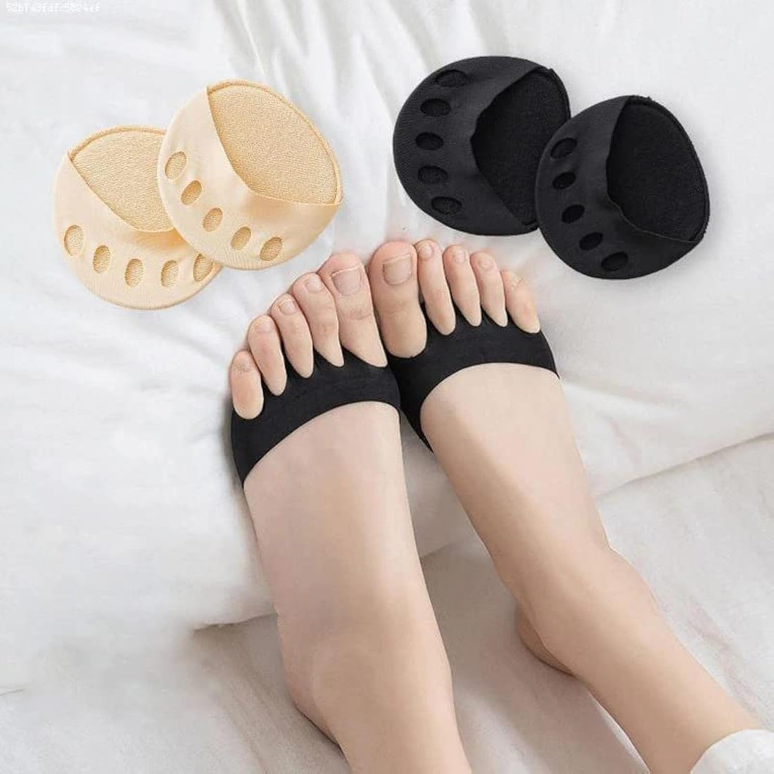 Forefoot Pads for Women High Heels,Non-Slip Toe Socks Forefoot Pad Reusable Ball of Foot Cushions Honeycomb Fabric Metatarsal Pads Invisible Forefoot Socks Pads for Women and Men 2 pairs