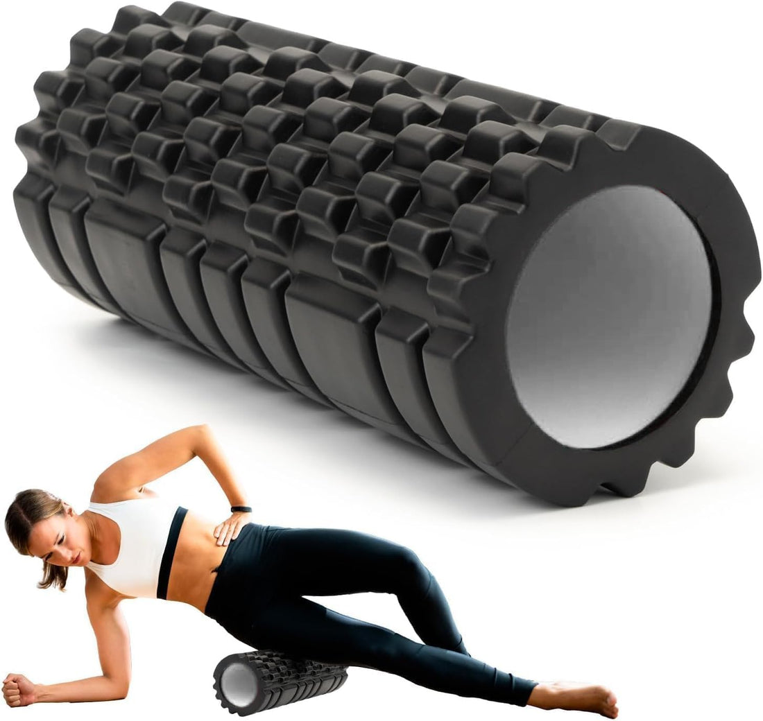 LET'S PLAY Foam Roller for Exercise Gym - Massage Roller for Back, Knee Pain Relief - High Density Yoga Roller for Workout, Stretching, Physiotherapy & Muscle Recovery