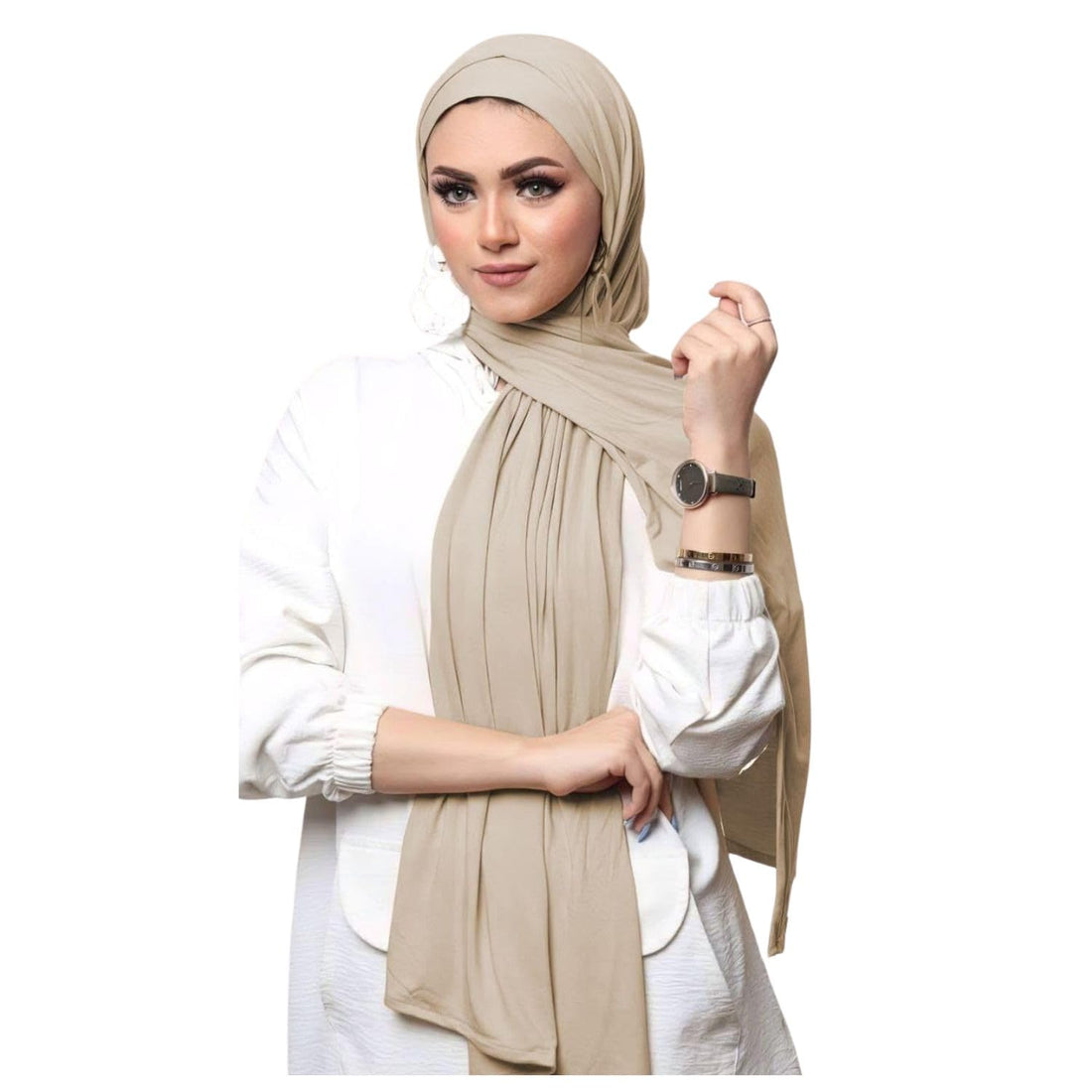Premium Jersey Hijab Scarf, Pleated Design, Classic Style