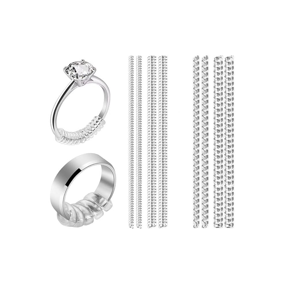 Ring Sizer for Loose Ring, 8 Pieces clear ring sizers adjusters invisible for Women Men Girls, Jewelry Ring Spiral Insert Protector Tightener Size Reducer, 2 Sizes/2 Styles, 10 cm/3.93 inch Long