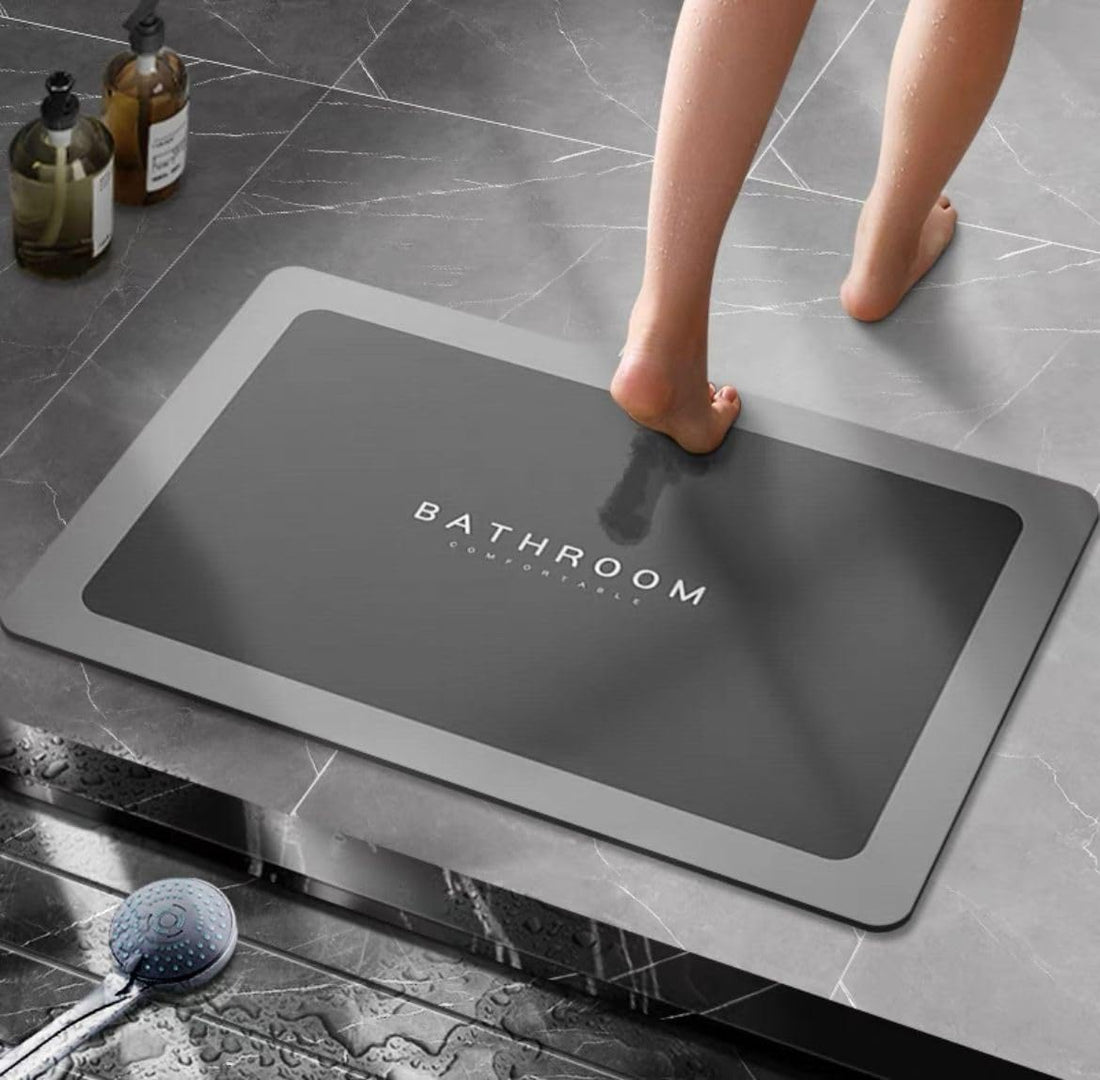 Leather Foot Pad - Super absorbent diatomaceous earth bath mat, quick dry non slip door rug, oil resistant easy clean entrance floor covering 60x40cm large