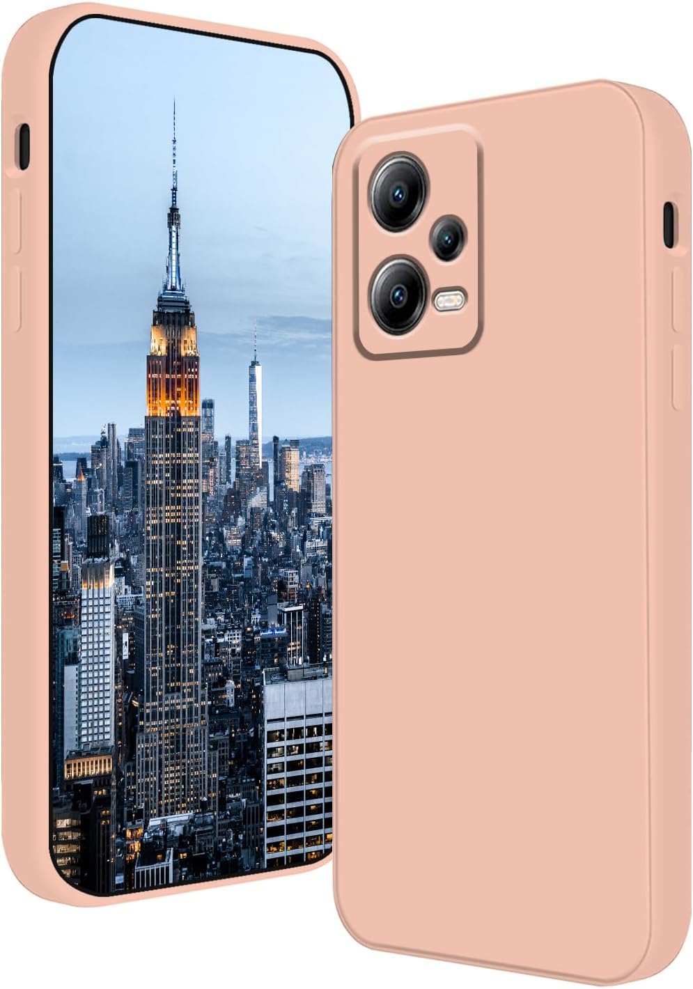 (Redmi Note 12 Pro Plus 5G) Shockproof Liquid Silicone Back Case Cover with Fur Lined Interior and Full Camera Cover Compatible with Xiaomi Redmi Note 12 Pro Plus 5G (Pink)