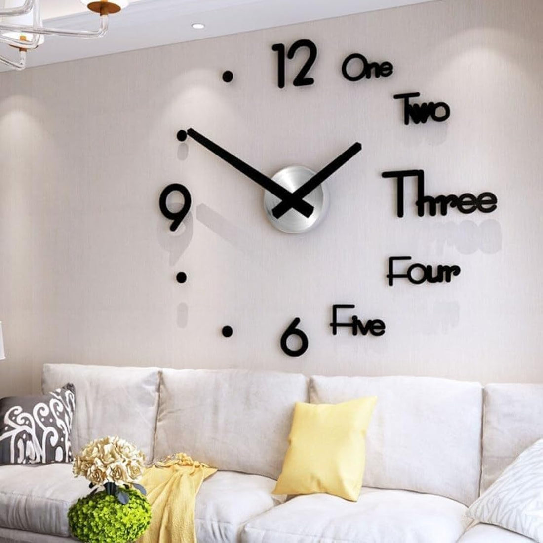 Home Gallery 3D Wall Mounted Clock mix numbers with dots 80 cm
