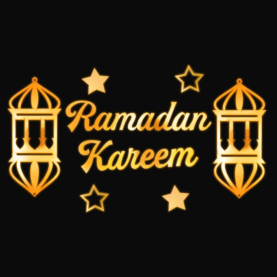 Year Wood Ornament Set (Ramadan Karem + 2 Large Lantern + 4 Stars)