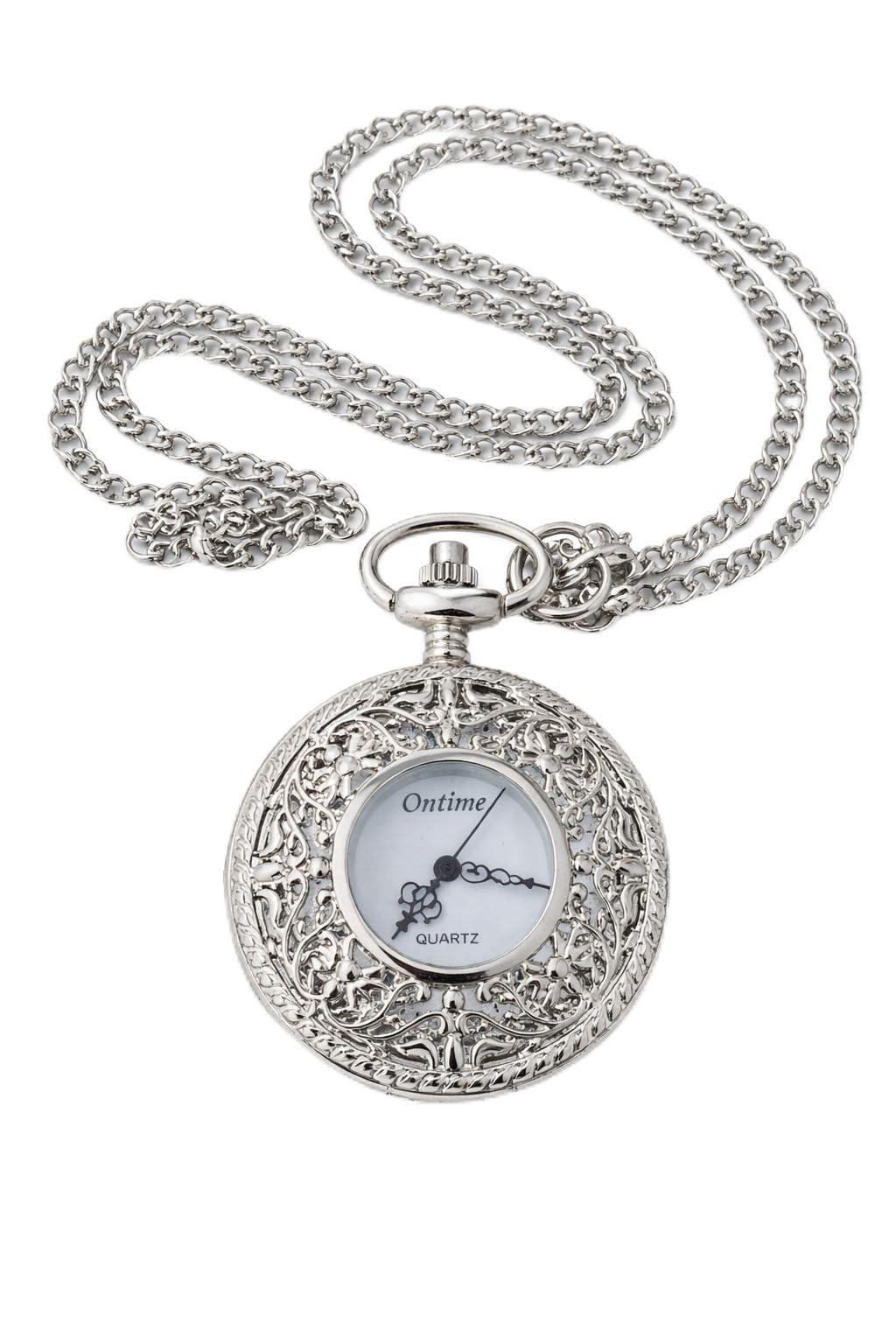 Vintage Pocket Watch Necklace – Quartz Antique Style Pendant Watch with Chain for Men & Women