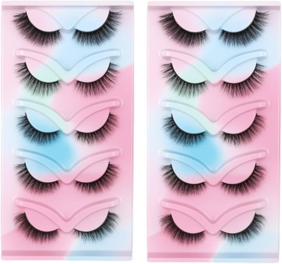 2 Pack Fluffy Wispy False Eyelashes Set – 10 Pairs Handmade Soft & Voluminous Lashes with Natural Messy Effect – Lightweight Reusable Strip Lashes for Everyday & Glam Makeup Look
