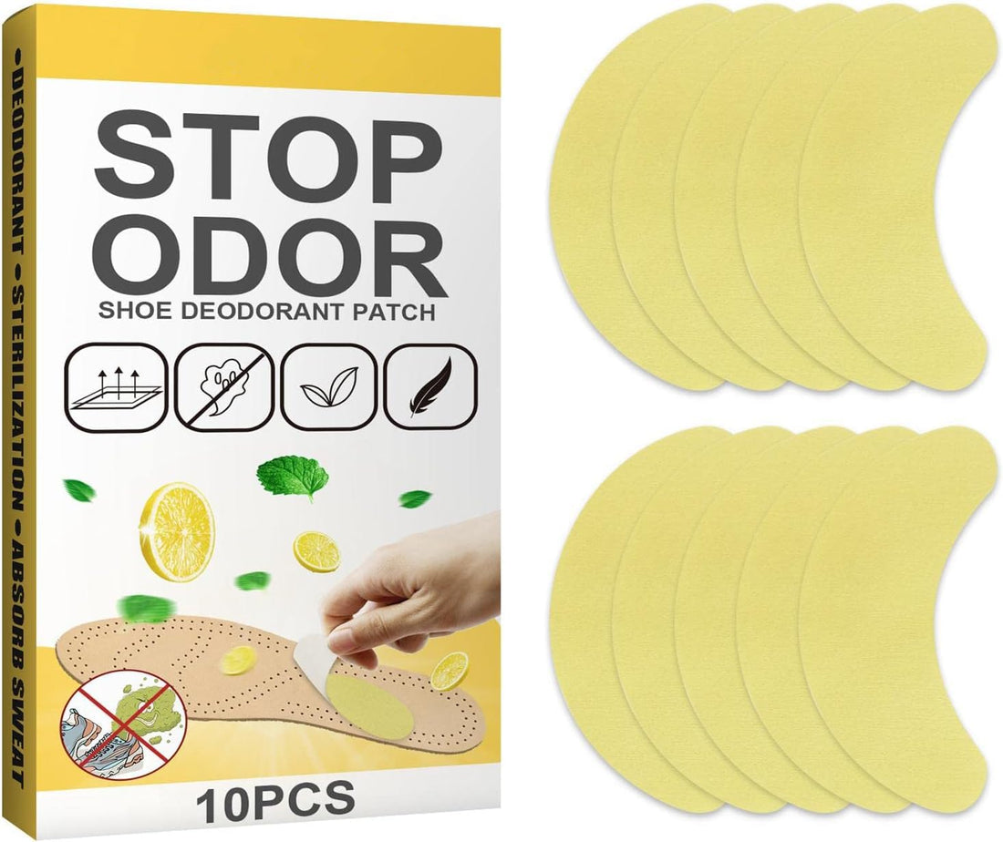 Shoe Deodorizer Patches – Pack of 10 | Sterilize & Absorb Sweat for Deodorizing & Foot Care | Ultra Thin & Breathable Patches with Lemon Scent | Ideal for Sports & Everyday Shoes