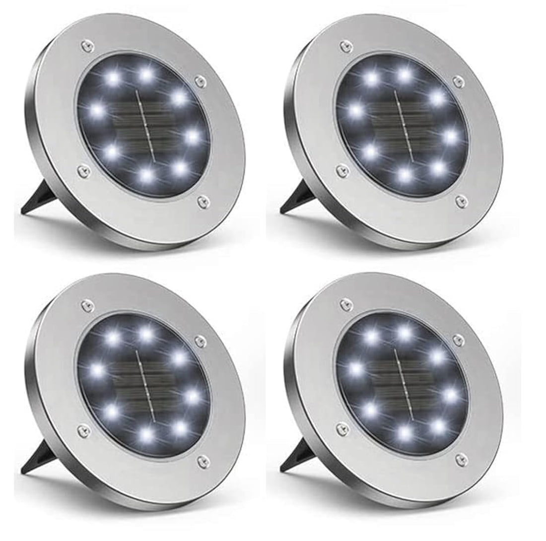 Generic Solar Outdoor Floor Lights, IP65 Waterproof LED Solar Lights Landscape Lighting Garden Yard Path 8 LED (White) (4)