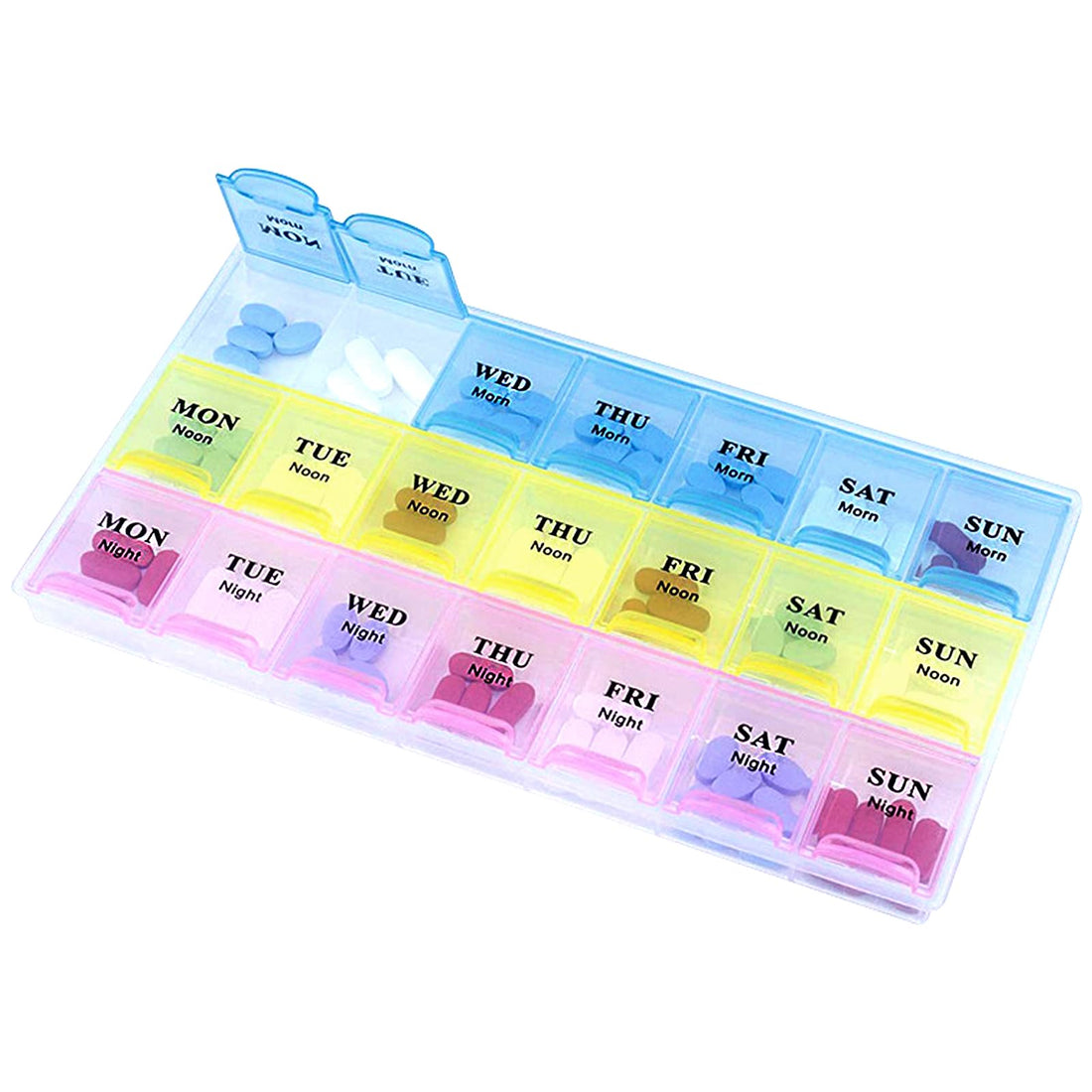 INVODA Weekly Pill Organizer 3 Times a Day Pill Case Large Medicine Planner 7 Day Pill Box for Vitamin Fish Oils Medication Supplement (7X3 Medium)