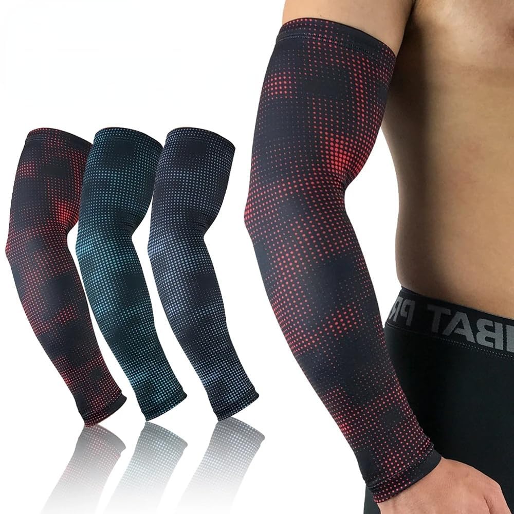 Arm Sleeves, 3Pairs Cooling UV Sun Protection Sports Compression for Men and Women, Cooling Sports Compression Athletic Sleeves for Basketball Running Cycling