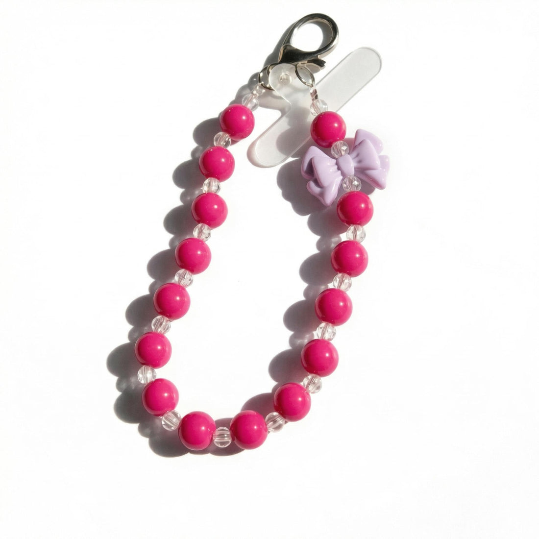 Keyring Phone Lanyard - Colorful pastel beadwork creates a soft, functional wrist strap with attached keyring, offering safety, style, and convenience.