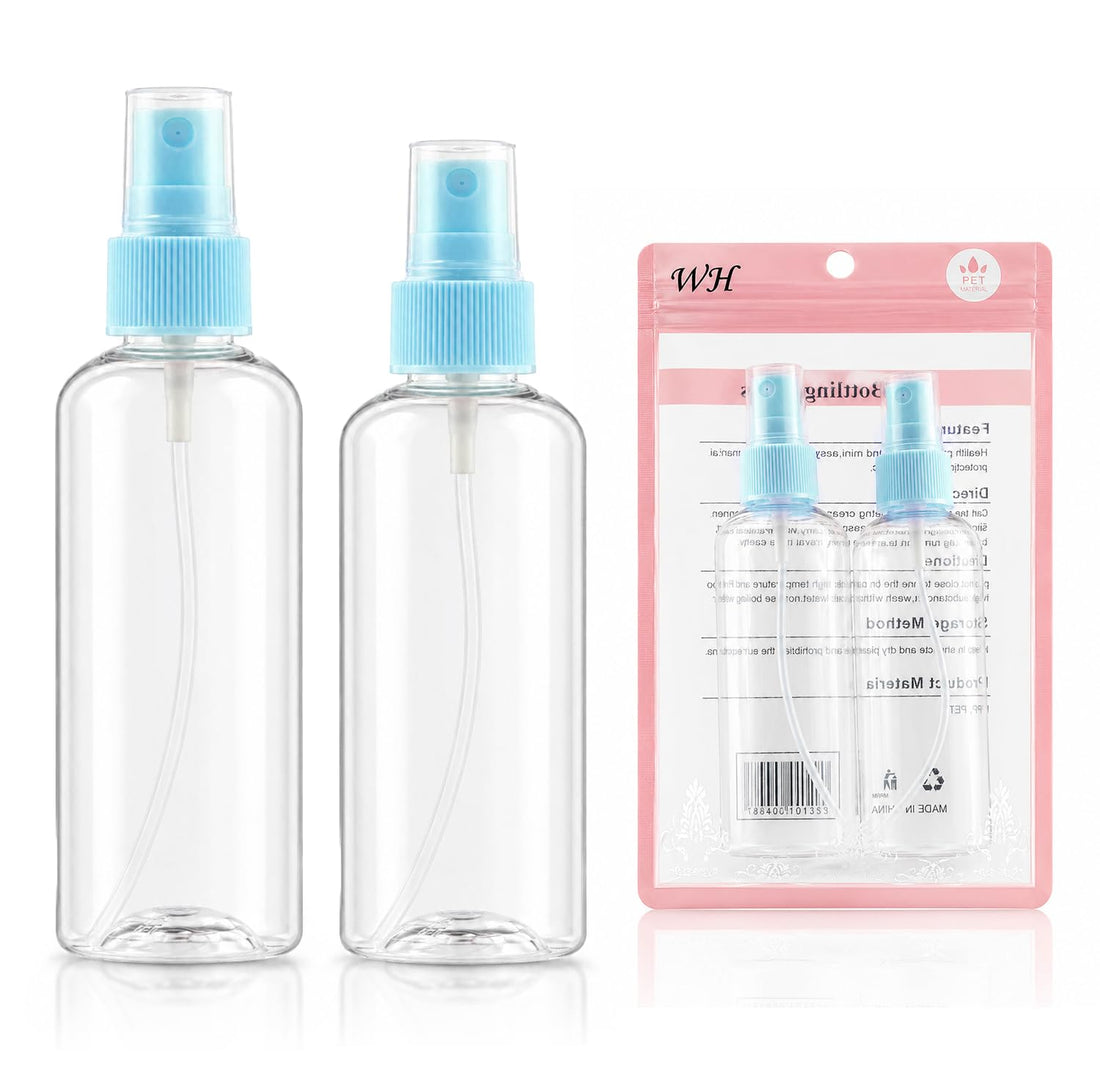 Spray Bottles - Set Of 2 Refillable Bottles, Clear Empty, Mini Travel Bottle, Suit For, Perfume Cosmetic, Makeup & Hair Spray, 80 ML &100 ML (Pink)
