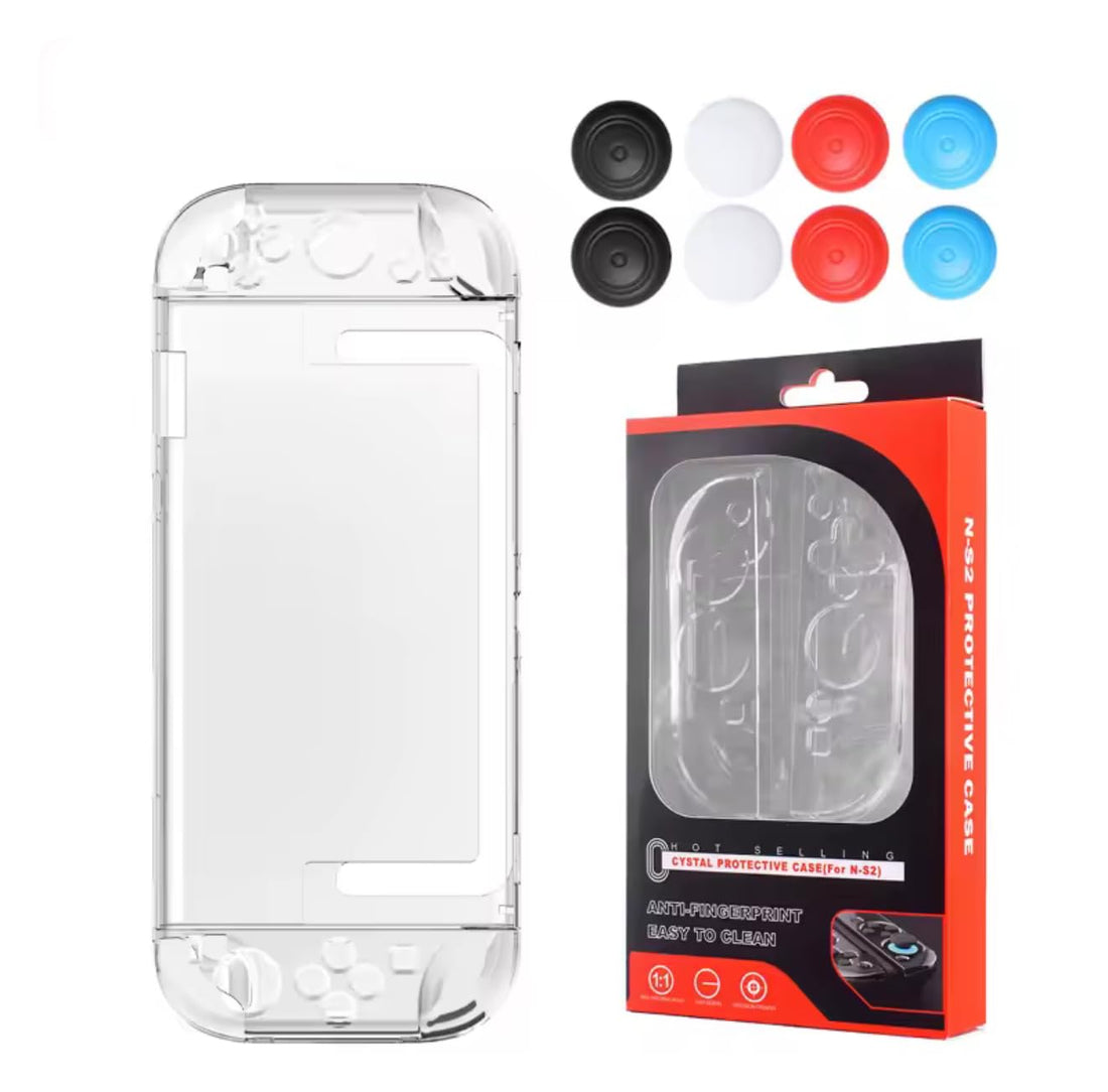 Fekra cover for Nintendo Switch 2 2025, Dockable Protective Crystal Cover for Switch 2 & Joycon 2 3 4 in 1 Transparent PC Hard Case with Slim Clear Case for Joy-Con Grip Cover (transperent)