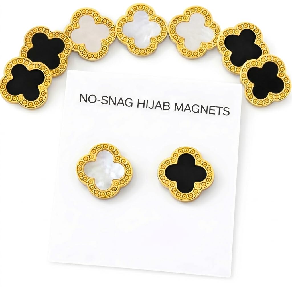 Magnetic Hijab Pins, Black and White, Metal Scarf Magnets, Strong Hold, No-Damage, 2 Piece Set