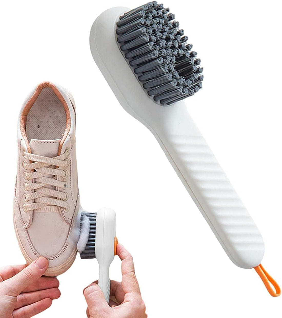 Multifunctional Liquid Dispensing Cleaning Brush – Soft Bristles for Shoes, Clothes & Home Use | Long Handle Design with Built-In Soap Dispenser | Durable & Ergonomic Scrubbing Tool
