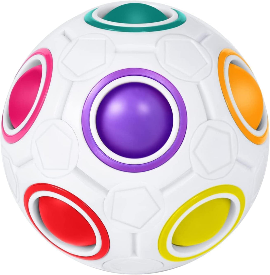 Magic Rainbow Ball, Fidget Ball Speed Cube Puzzle Ball Cube Brain Teasers Educational Toy For Kids & Adults, White