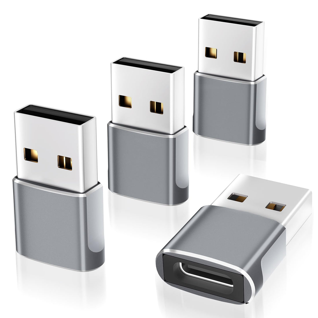 Omivine USB A to USB C Adapter 4-Pack USB C to USB Adapter, Type C Female to A Male Car Charger Adapter Charging Cable Converter for iPhone 16 15, MacBook, Notebook, Tablet, Smartphone, Galaxy, iPad
