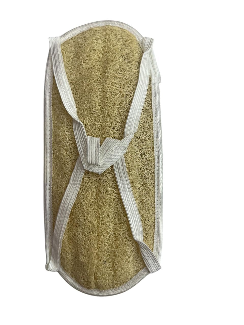 Treprof TRE-5128 Natural Oval Massage Loofah With Fabric Handle For Bath, Spa, Shower - White - Pack of 1