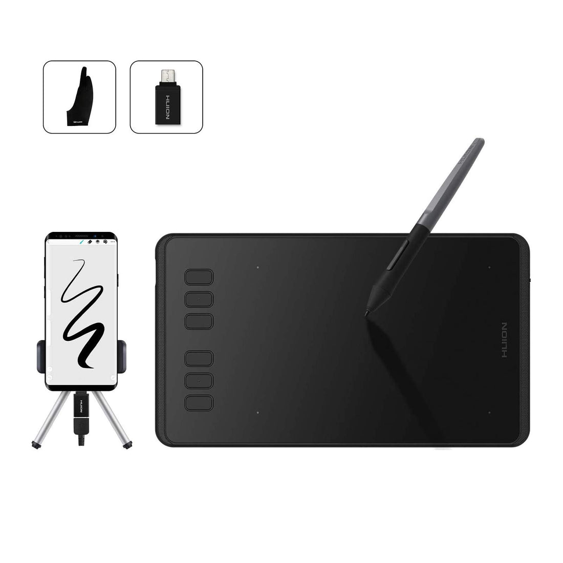 Huion Inspiroy H640P Graphics Drawing Tablet,with Battery-Free Stylus and 6 Customizable Function Keys, Graphics Tablet for Mac Windows Android, Ideal Drawing Pad for Work from Home & Remote Learning