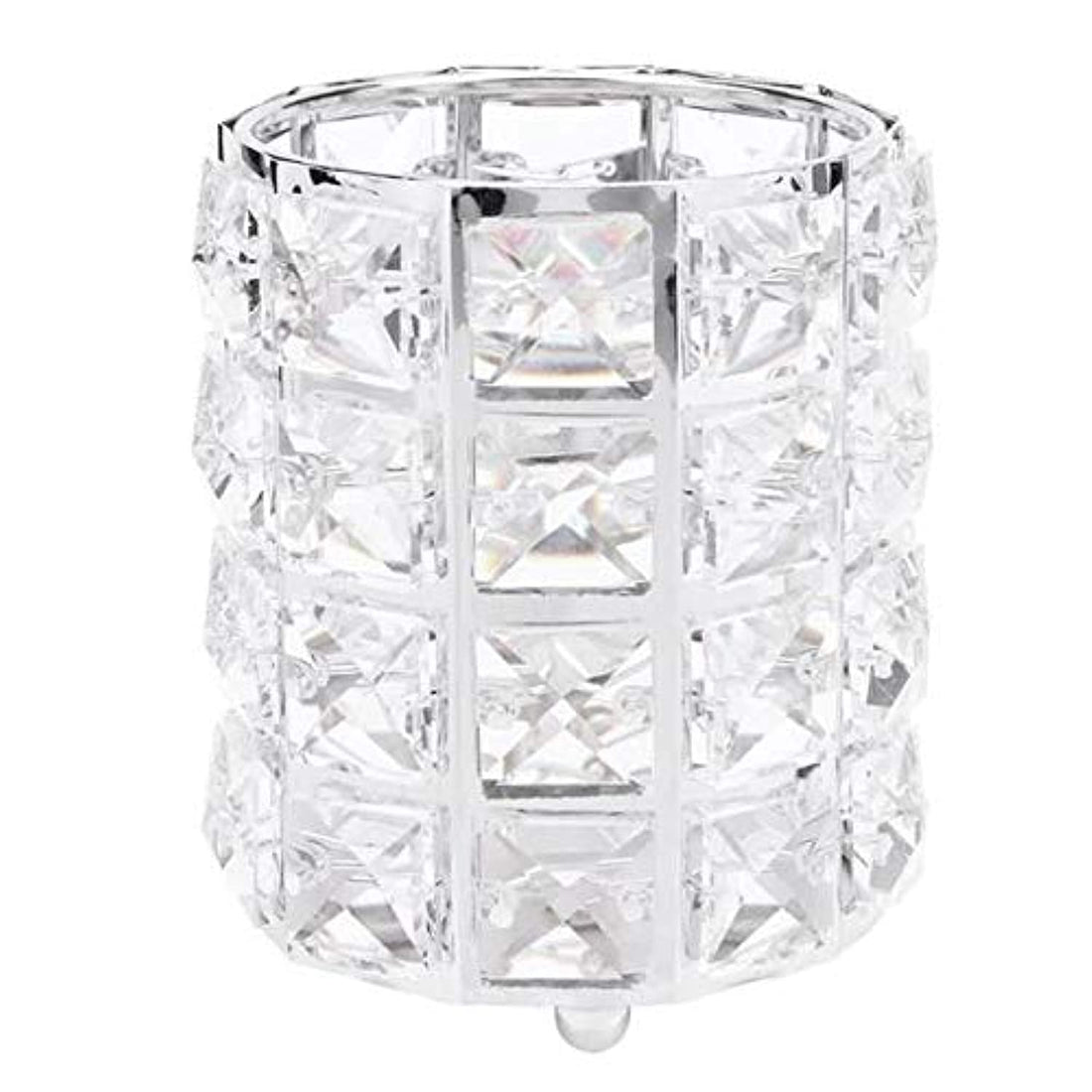 Crystal Brush Holder and Silver Makeup Organizer
