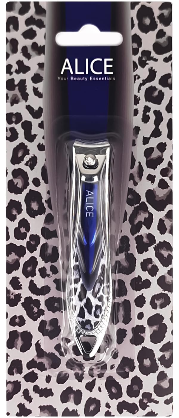 Alice - Nail Clipper, Stainless Steel Sharp Blade, Professional Nail Cutter For Men & Women, Luxury Wild Style (Gray & Blue)