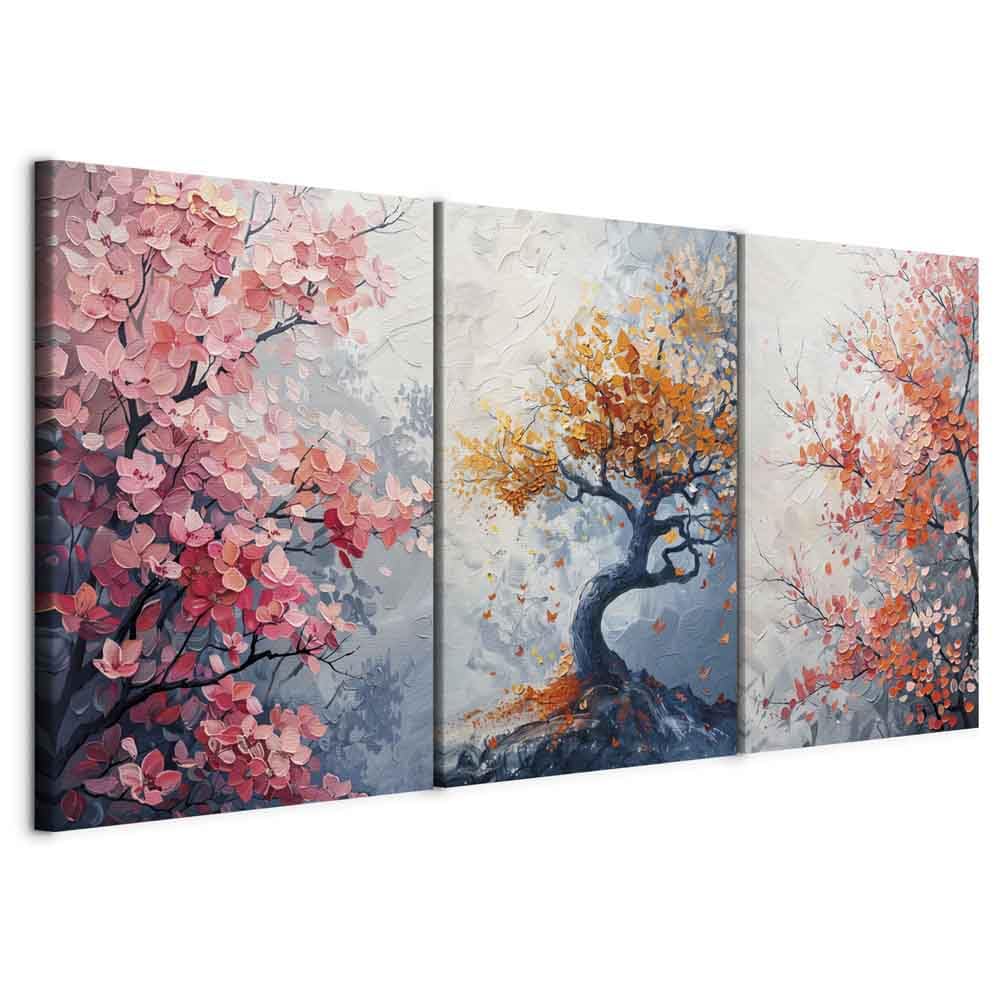 murando - Wall Picture Set of 3 Collage Wall Decoration 120 x 60 cm (Each 40 x 60 cm) - Canvas Picture for Living Room and Bedroom - The Tree of Happiness - a Warm and Pictorial Composition